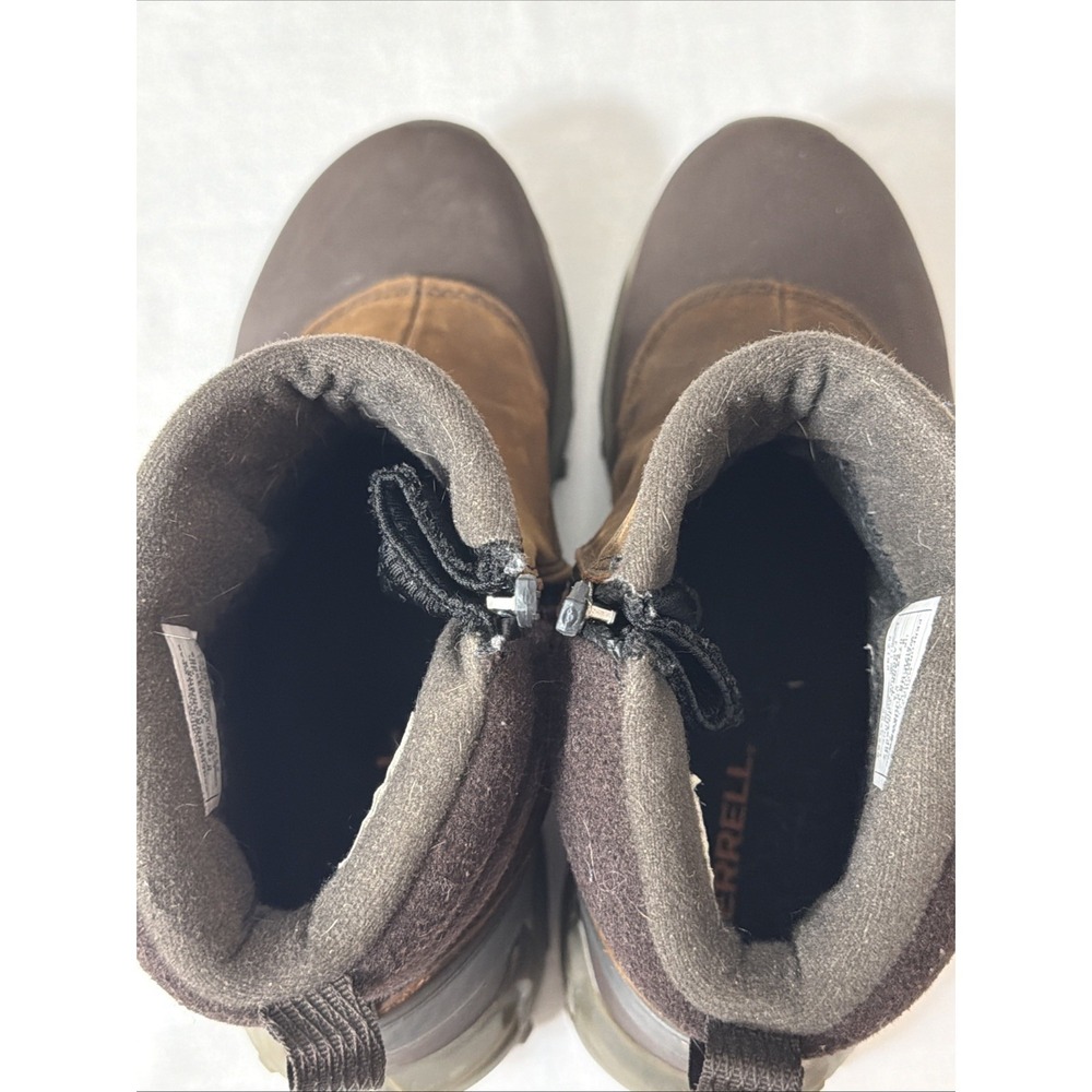 Merrell Thermo Kiruna Mid Zip Waterproof Boots Brown Clay Leather Women Sz 9 Fit - Picture 5 of 16
